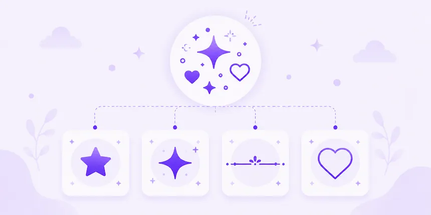 Aesthetic symbols generator showing hearts, stars, sparkles and decorative Unicode text symbols