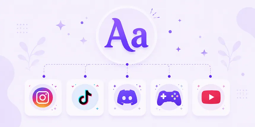 Cool fonts illustration showing bold text styles for Instagram TikTok and Discord