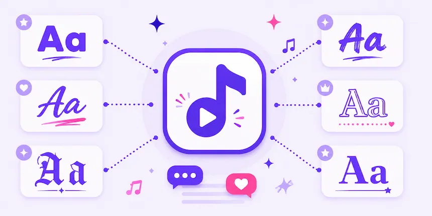 TikTok fonts for bios usernames and video captions illustration on FontBlush