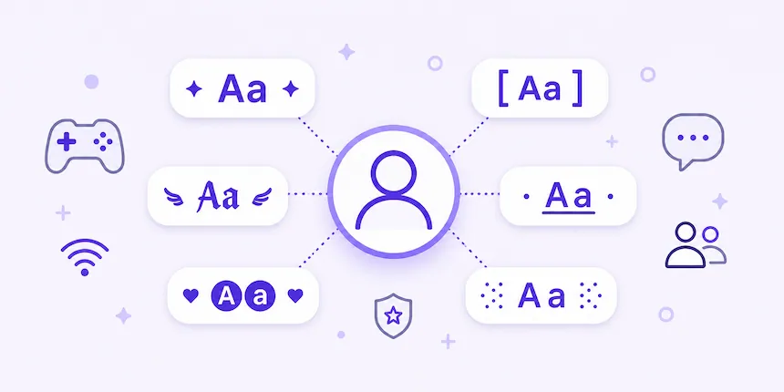 Username styler illustration showing stylish and gaming username examples