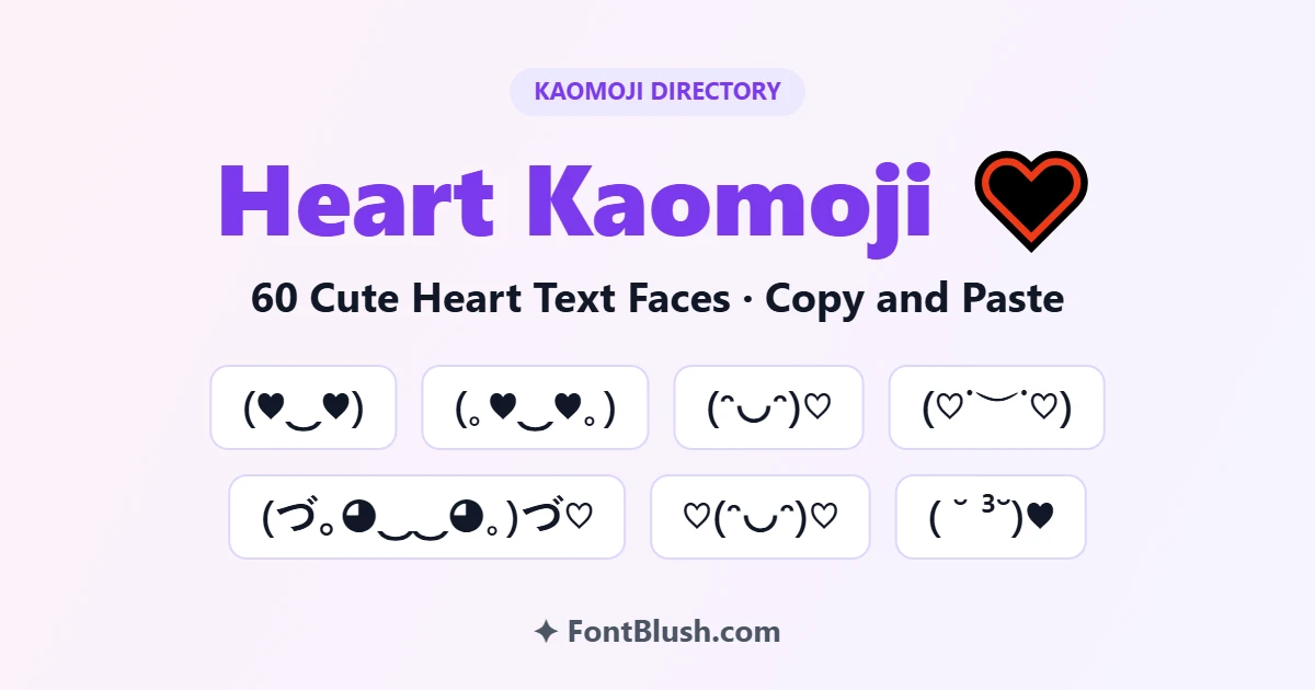 Heart kaomoji copy and paste cute heart text faces illustration on FontBlush